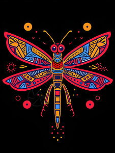 五彩斑斓的蜻蜓素描图片