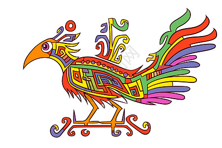 彩色长尾鸟的抽象图画图片