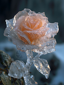 冰冻的冰雕寒冷玫瑰背景图片