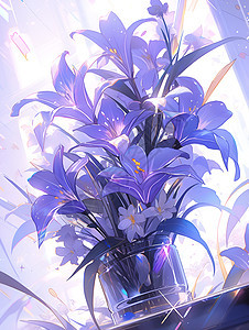 紫色的花瓶花朵图片