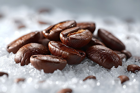 冰冷的咖啡豆图片