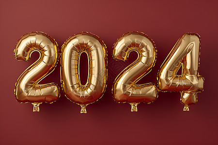 过年春字2024金色气球字体背景