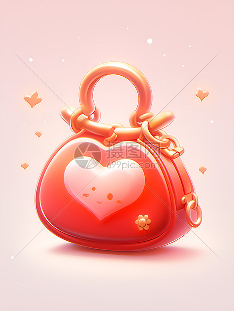 红色幸运袋与爱心标志图片