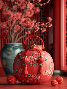 陶瓷中国福袋背景图片