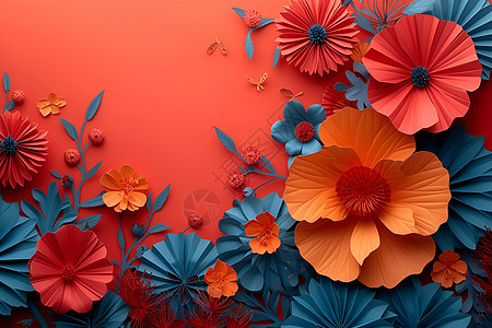 折纸花朵艺术背景图片