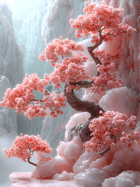 粉色的松树装饰图片
