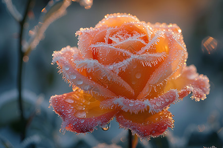冰花绽放冬日的玫瑰图片