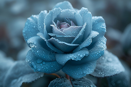 酣畅淋漓的美丽蓝色冰玫瑰背景图片