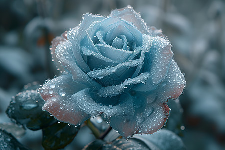 冰蓝色的玫瑰绽放图片
