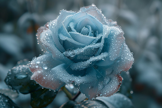 冰蓝色的玫瑰绽放图片