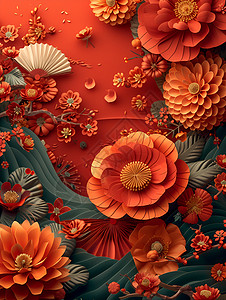 红色主题鲜花背景图片
