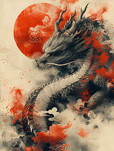 水墨奇幻的龙背景图片