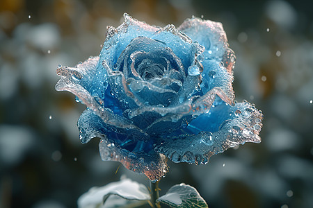 冰蓝断裂的玫瑰图片