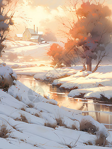乡村的冬日风光图片