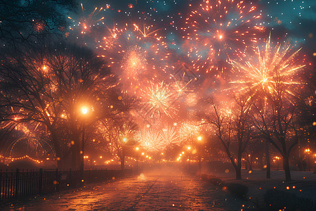 夜空中绚丽烟花背景图片