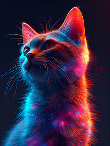 绚烂多彩的猫背景图片