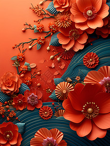 花朵剪纸艺术背景图片