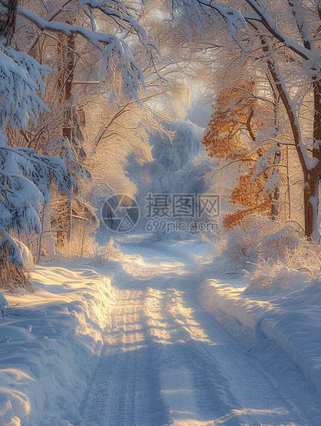 冬日森林美景图片