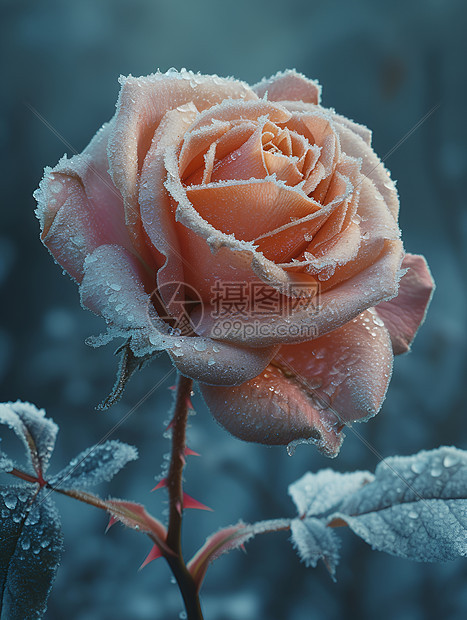 冰雕玫瑰的自然优雅图片