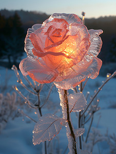玫瑰冰冻的剪影图片