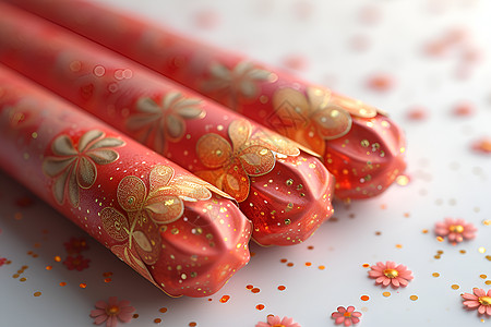 红色的新年烟花爆竹背景图片