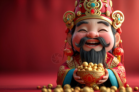 中国财神展现欢乐背景图片