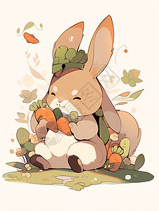 兔子吃萝卜图片