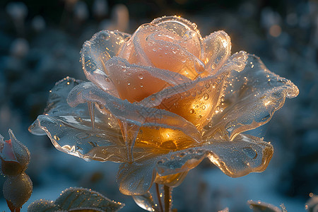 冰凝蔷薇冬日坚韧的美丽图片