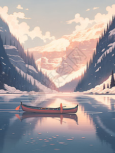 湖边寂静冬日帆影图片