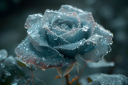 冰雨中的玫瑰图片
