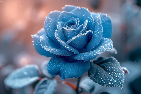 朦胧中的蓝色玫瑰背景图片