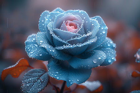 冰蓝玫瑰特写图片