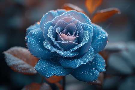 一朵冰蓝玫瑰图片