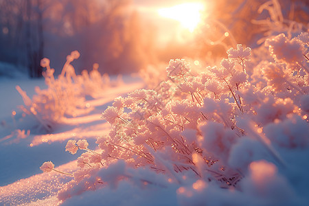 冰雪晶透宏晶雪花高清图片