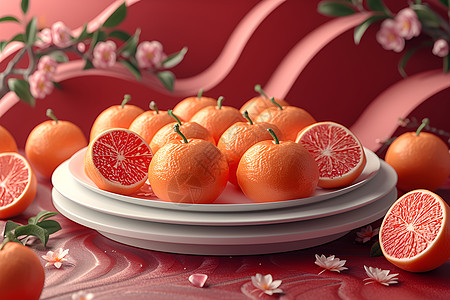 盘子里的柑橘背景图片