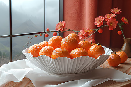 春节家里的果盘背景图片