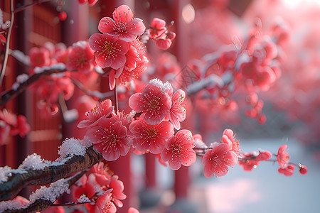 冬日梅花雪景图片