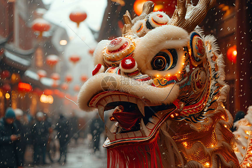 中国传统新年舞狮高清图片下载-正版图片601032042-摄图网