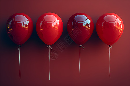 四个红色气球图片