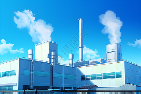 蓝天下的地热电厂图片