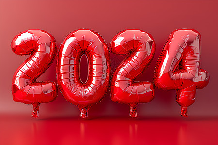 红色春字虎年装饰元素缤纷气球2024背景