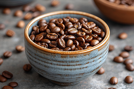 桌上的咖啡豆背景图片