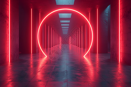 神秘红光隧道图片
