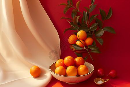 新年如意橙满美景背景图片