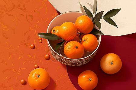 中国元素和橘子背景图片