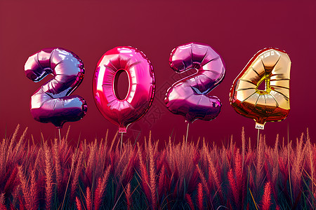 数字新年梦幻气球的艺术背景
