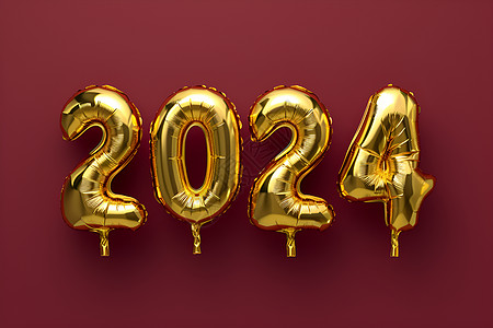 数字新年金色光芒中的2024背景