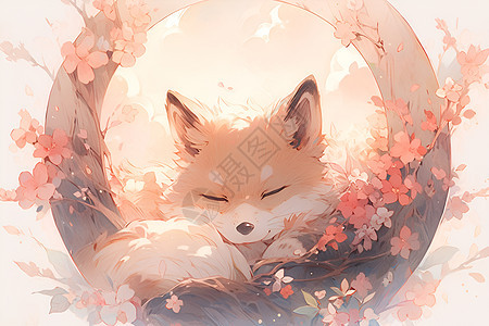 沉睡中的狐狸图片