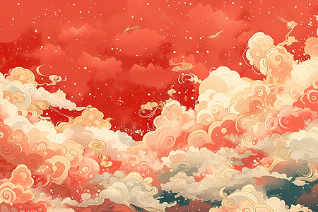 红色的山脉云层背景图片