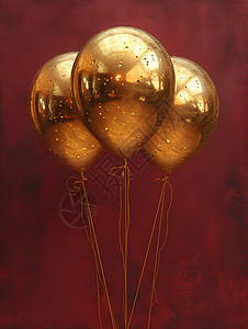 室内漂浮的金色气球背景图片